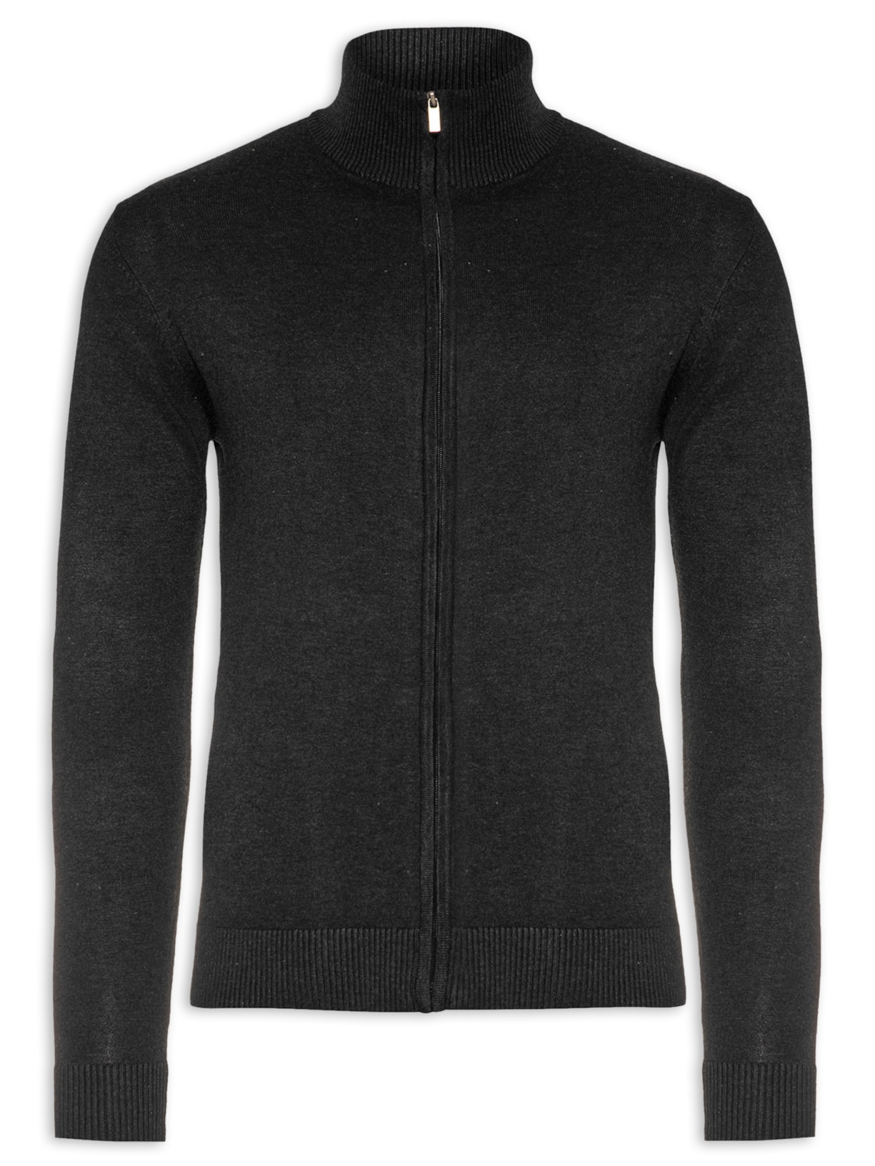 Suéter Masculino Gola Alta Zíper - Preto