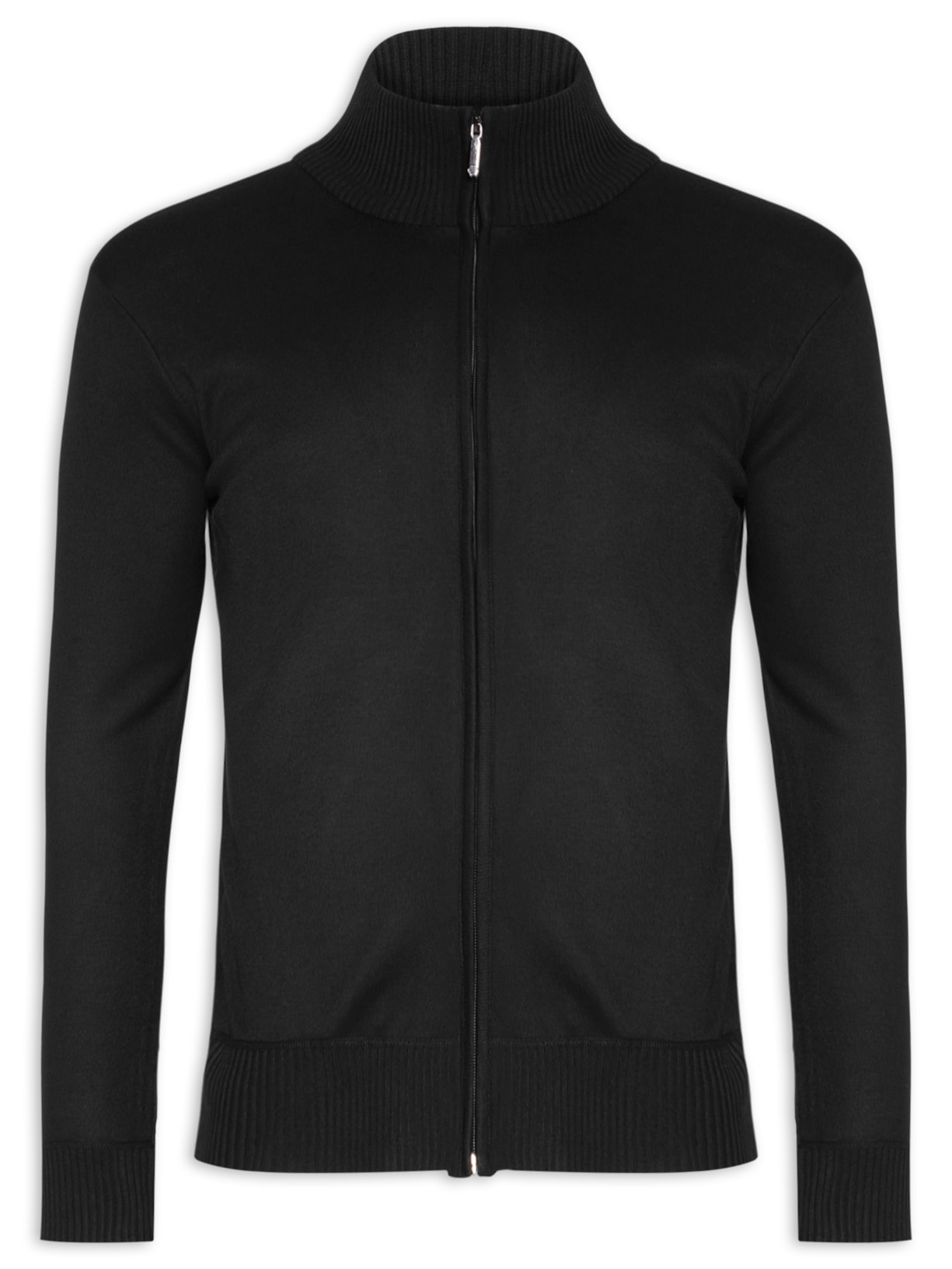 Suéter Masculino Gola Alta Zíper - Preto