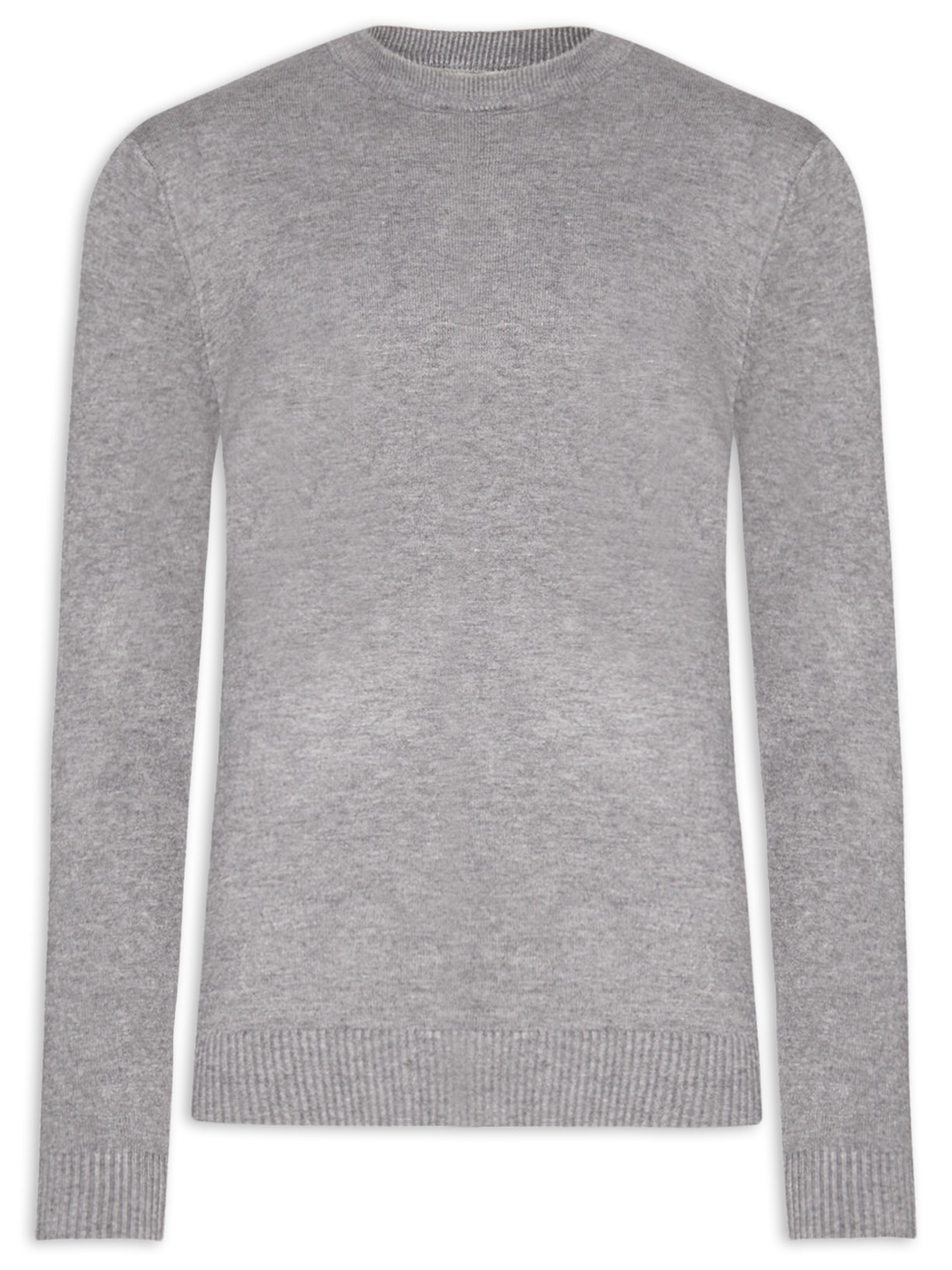 Suéter Masculino Gola Arredondada - Cinza