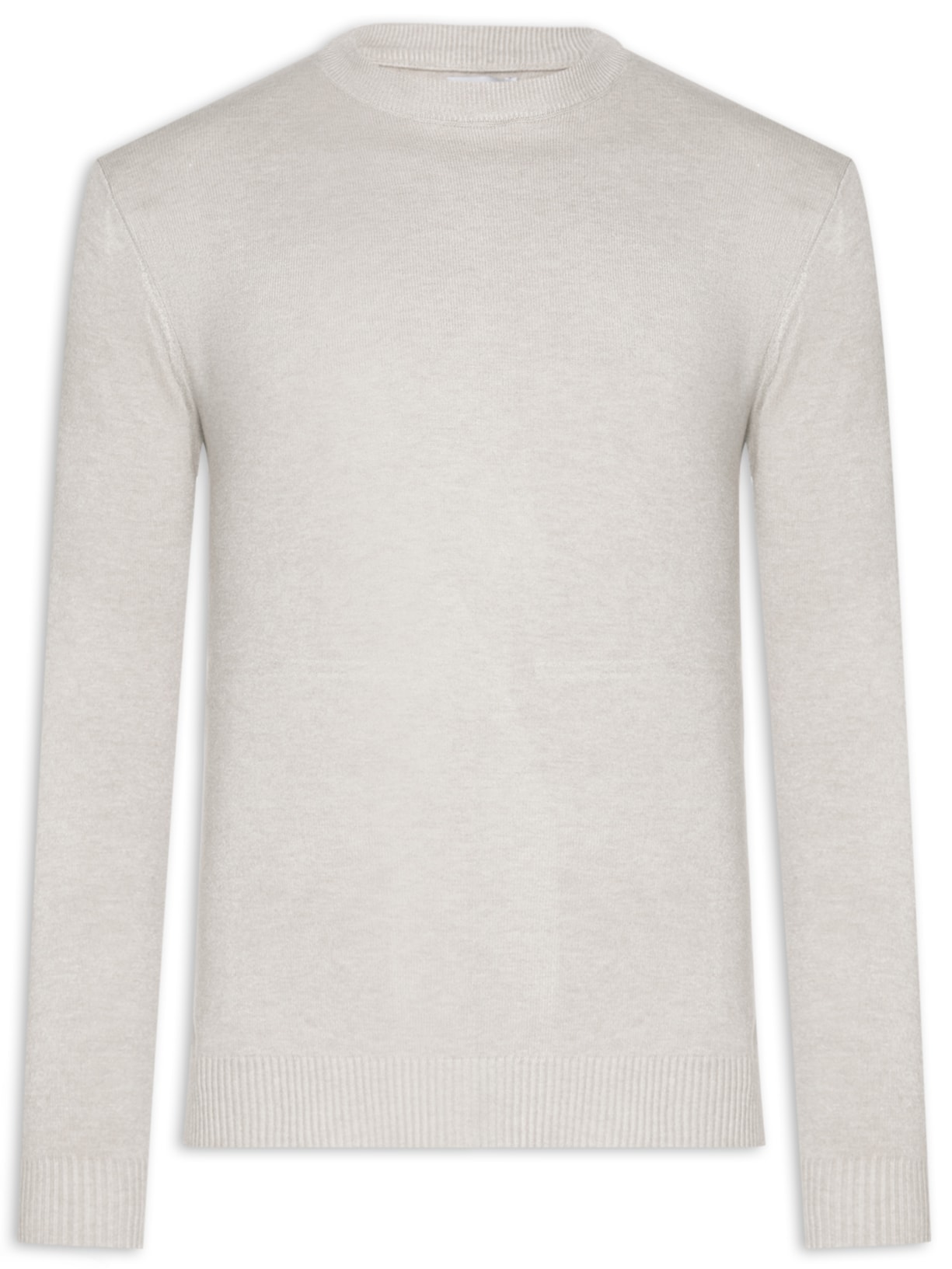 Suéter Masculino Gola Arredondada em Modal - Bege