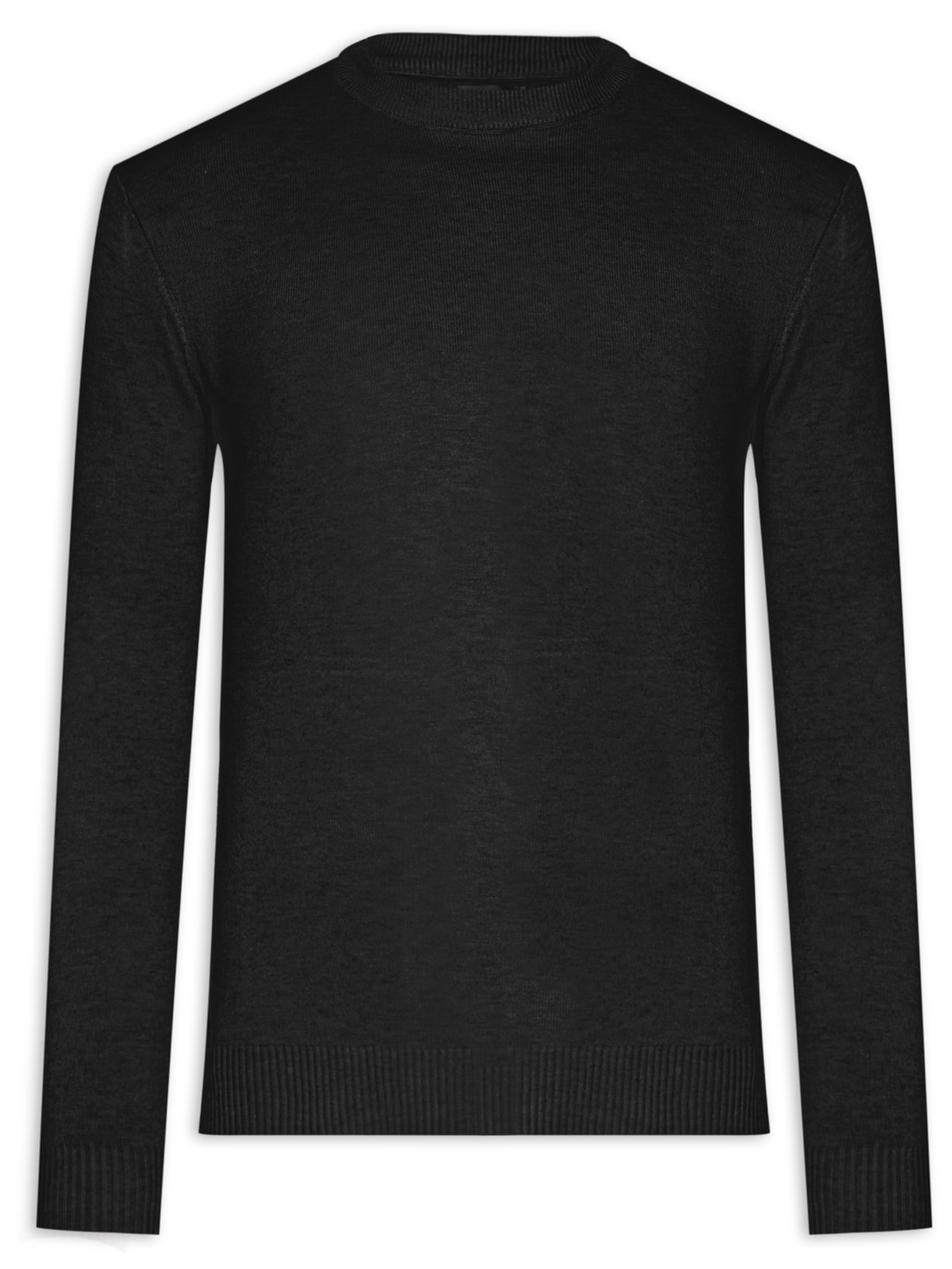 Suéter Masculino Gola Arredondada em Modal - Preto