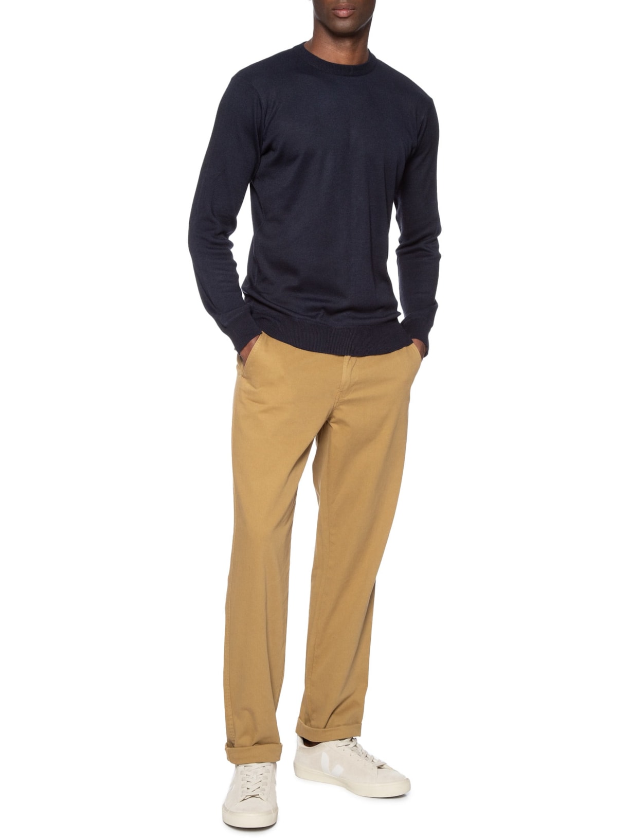 Suéter Masculino Gola Careca Azul '2 Essential