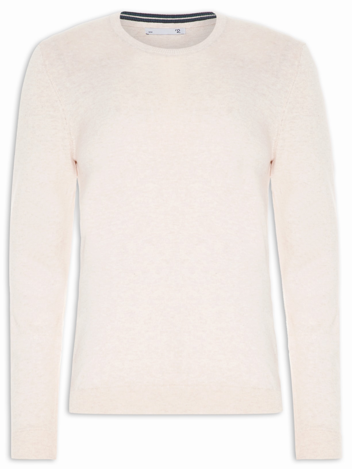 Suéter Masculino Gola Careca Básico Mescla - Bege