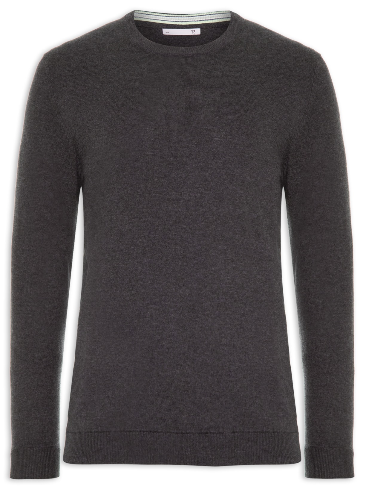 Suéter Masculino Gola Careca Básico Mescla - Preto