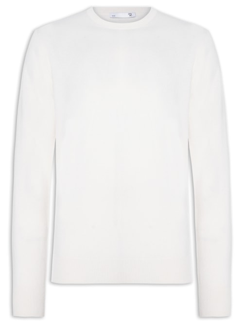 Suéter Masculino Gola Careca Cashmere - Branco