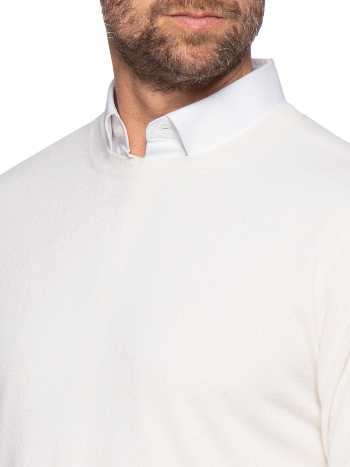 Suéter Masculino Gola Careca Cashmere Branco '2 Essential