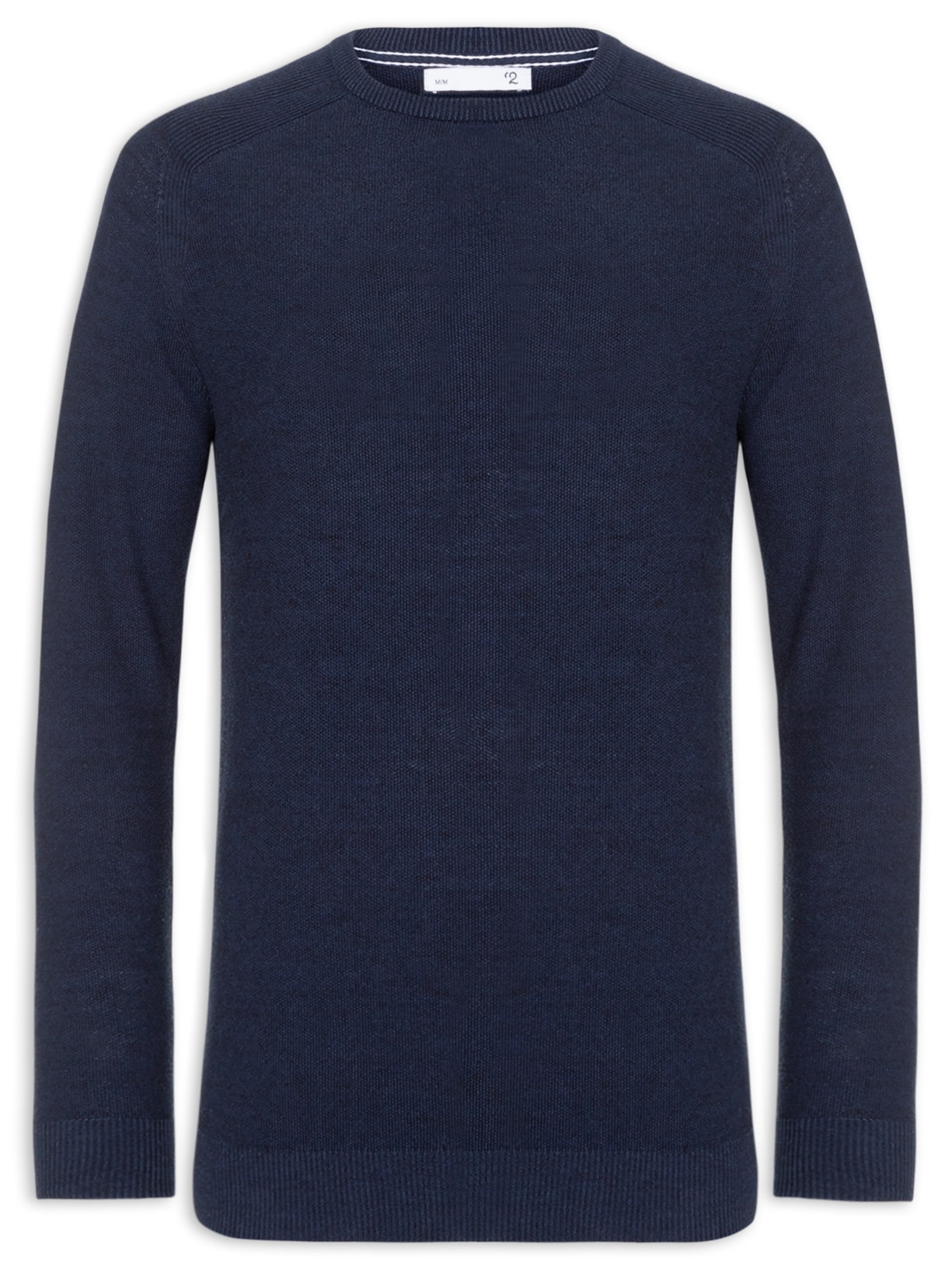 Suéter Masculino Gola Careca Detalhe Ombro - Azul