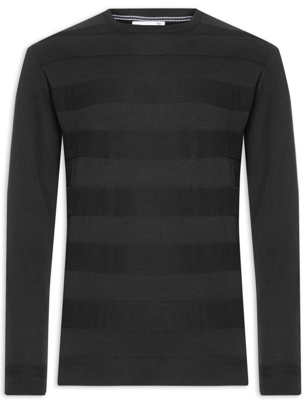 Suéter Masculino Gola Careca Stripes - Preto