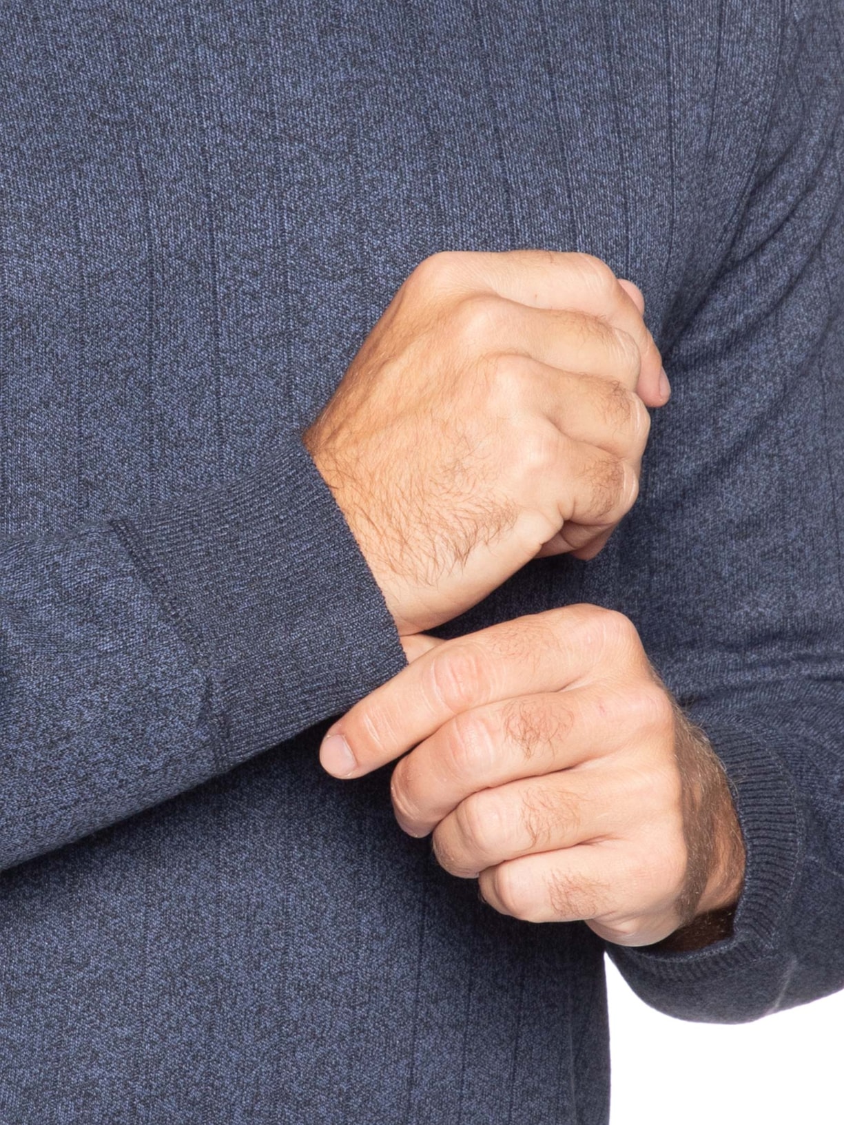 Suéter Masculino Gola Careca Textura Listra Azul '2 Essential