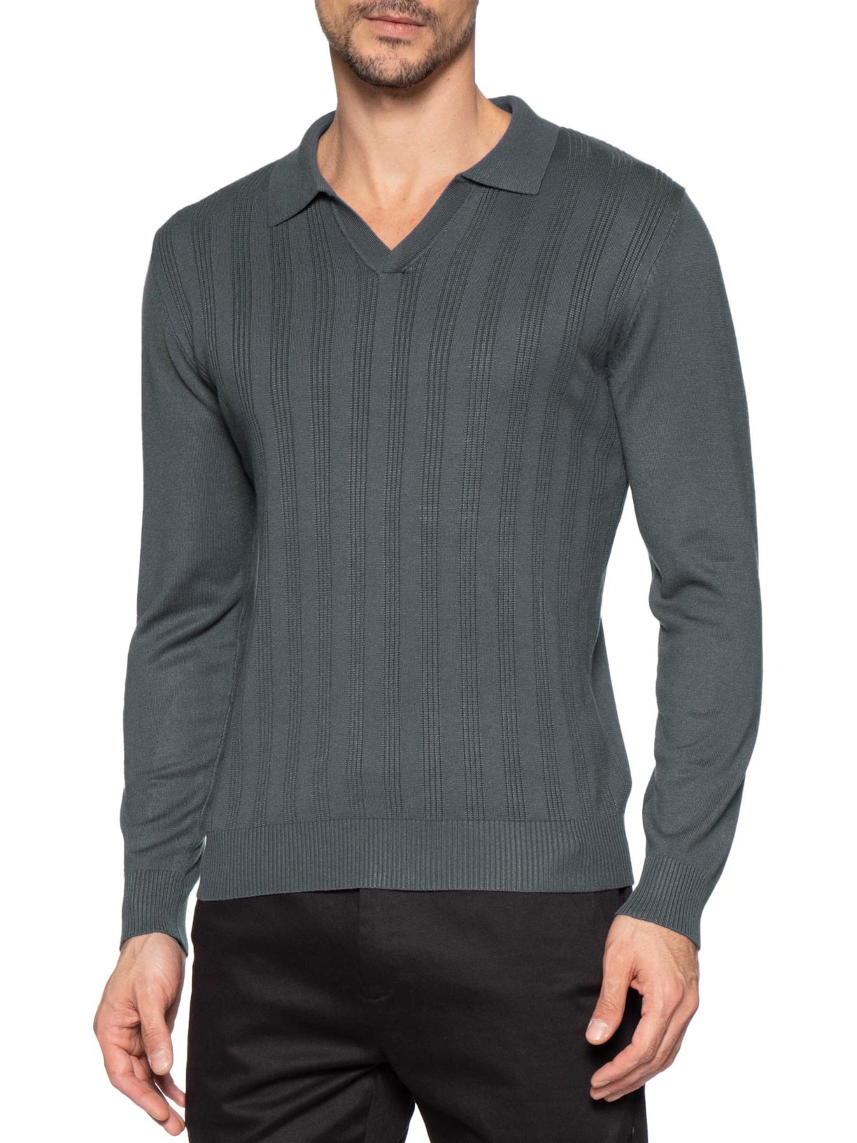 Suéter Masculino Gola Colombiana Cinza '2 Essential