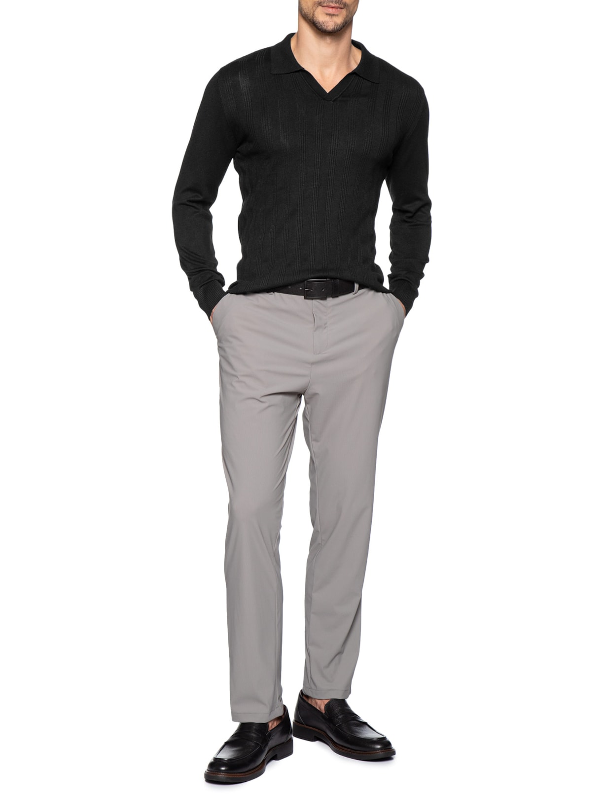 Suéter Masculino Gola Colombiana Preto '2 Essential