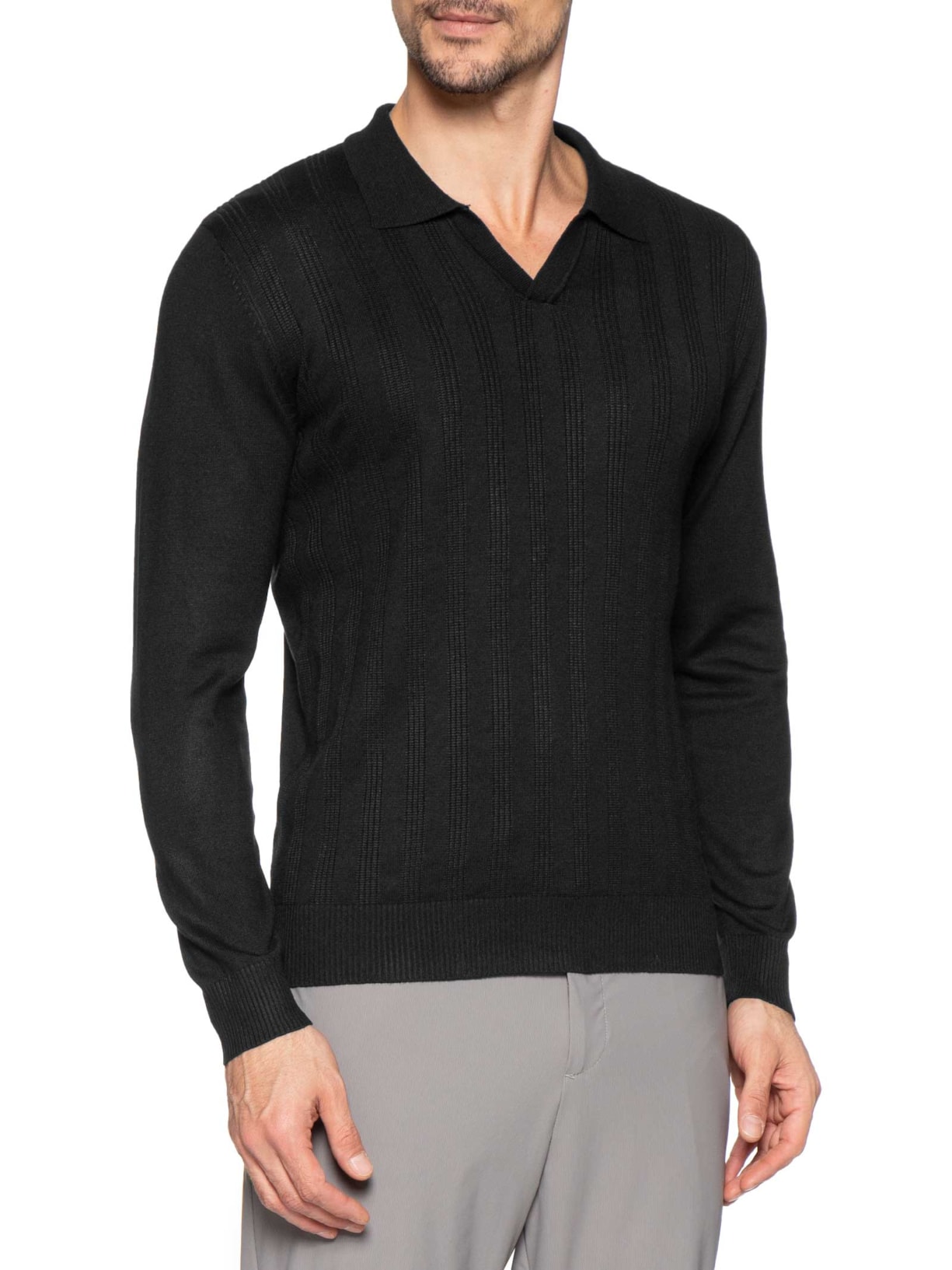 Suéter Masculino Gola Colombiana Preto '2 Essential
