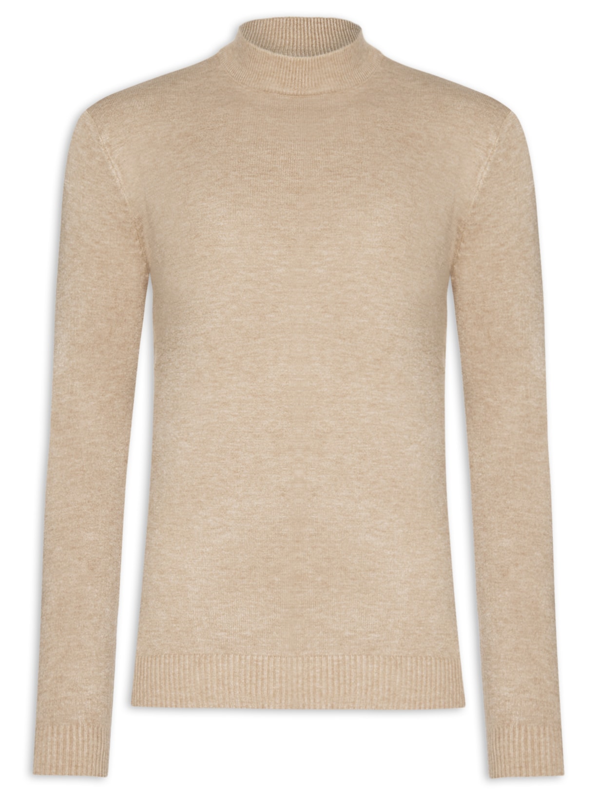 Suéter Masculino Gola Média em Modal - Bege