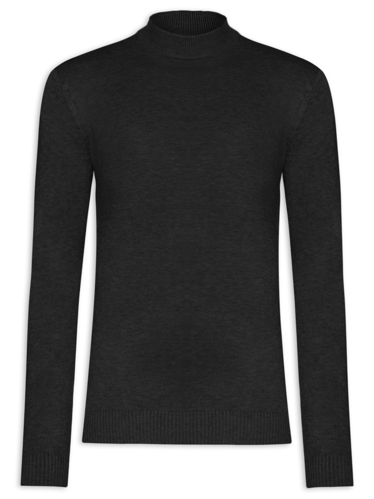 Suéter Masculino Gola Média em Modal - Preto