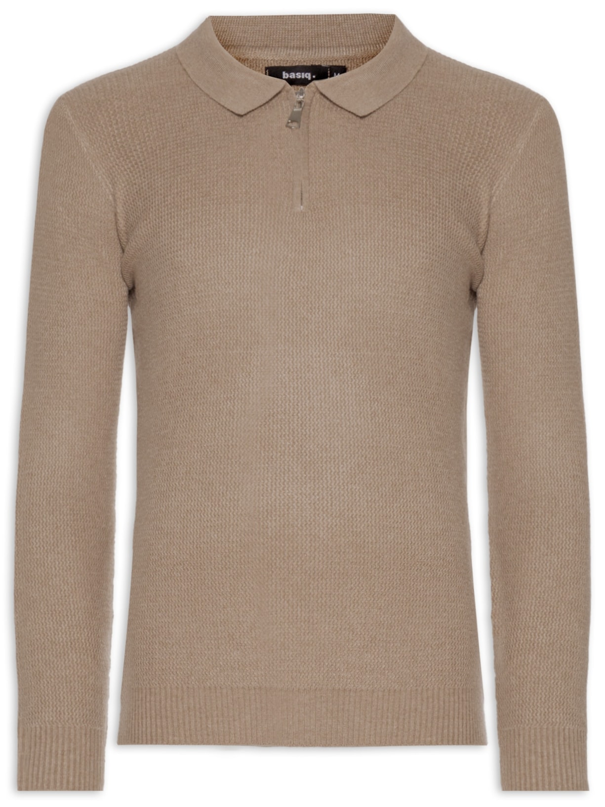 Suéter Masculino Gola Polo Em Modal - Bege