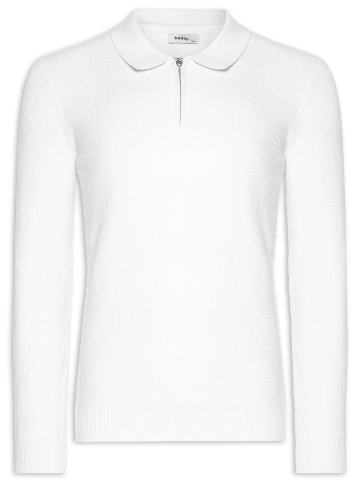 Suéter Masculino Gola Polo Em Modal - Branco