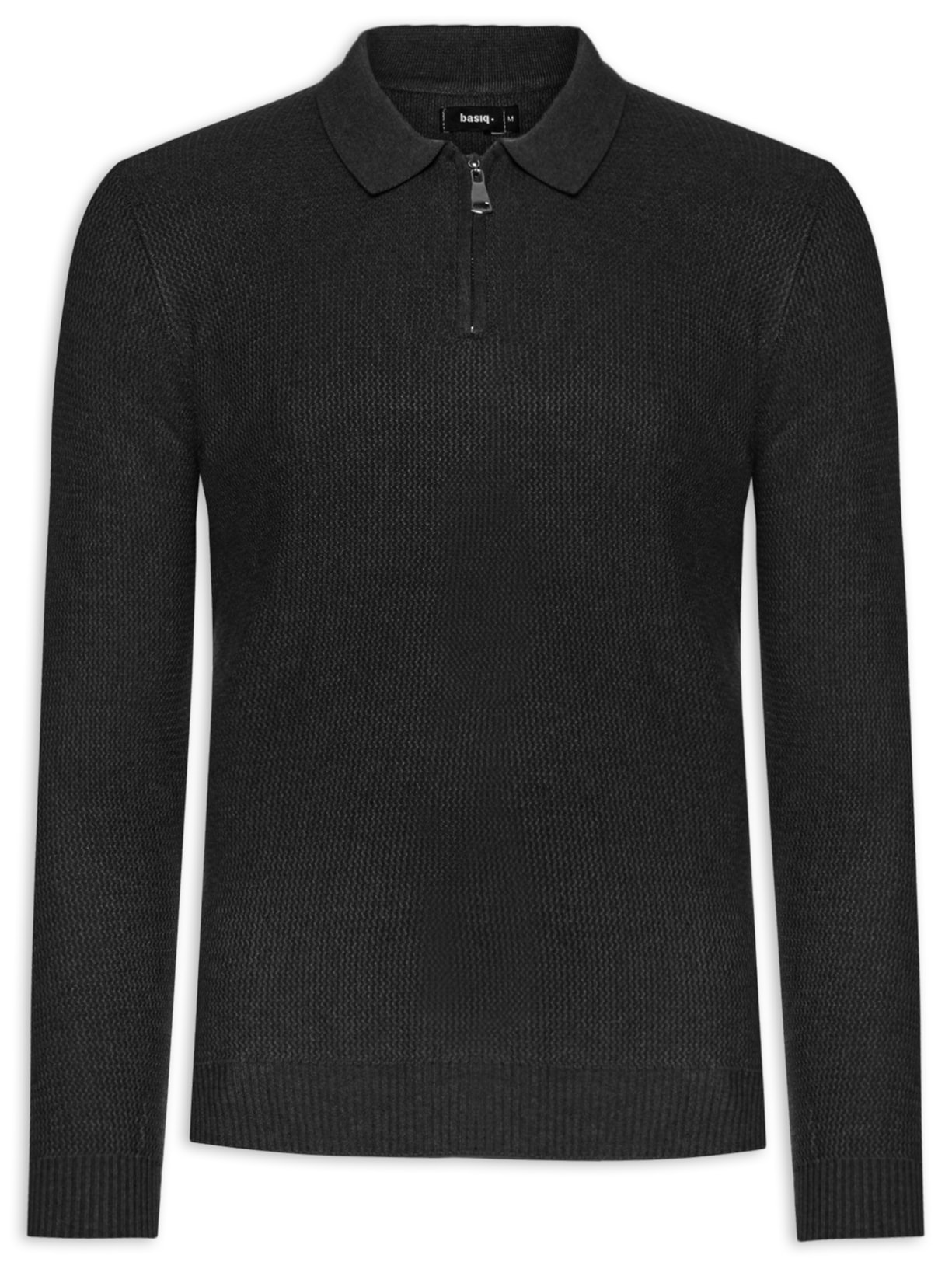 Suéter Masculino Gola Polo Em Modal - Preto