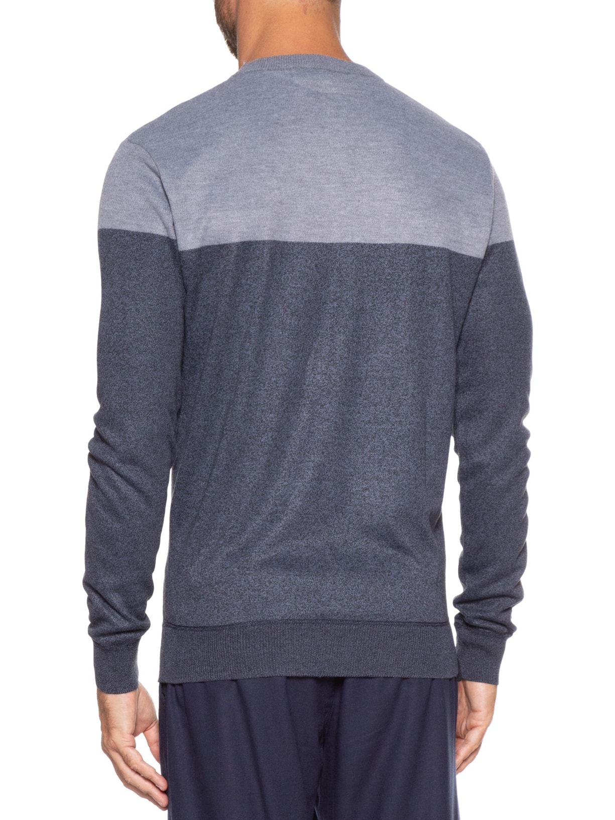 Suéter Masculino Gola Redonda 2 Cores Azul Basiq Men