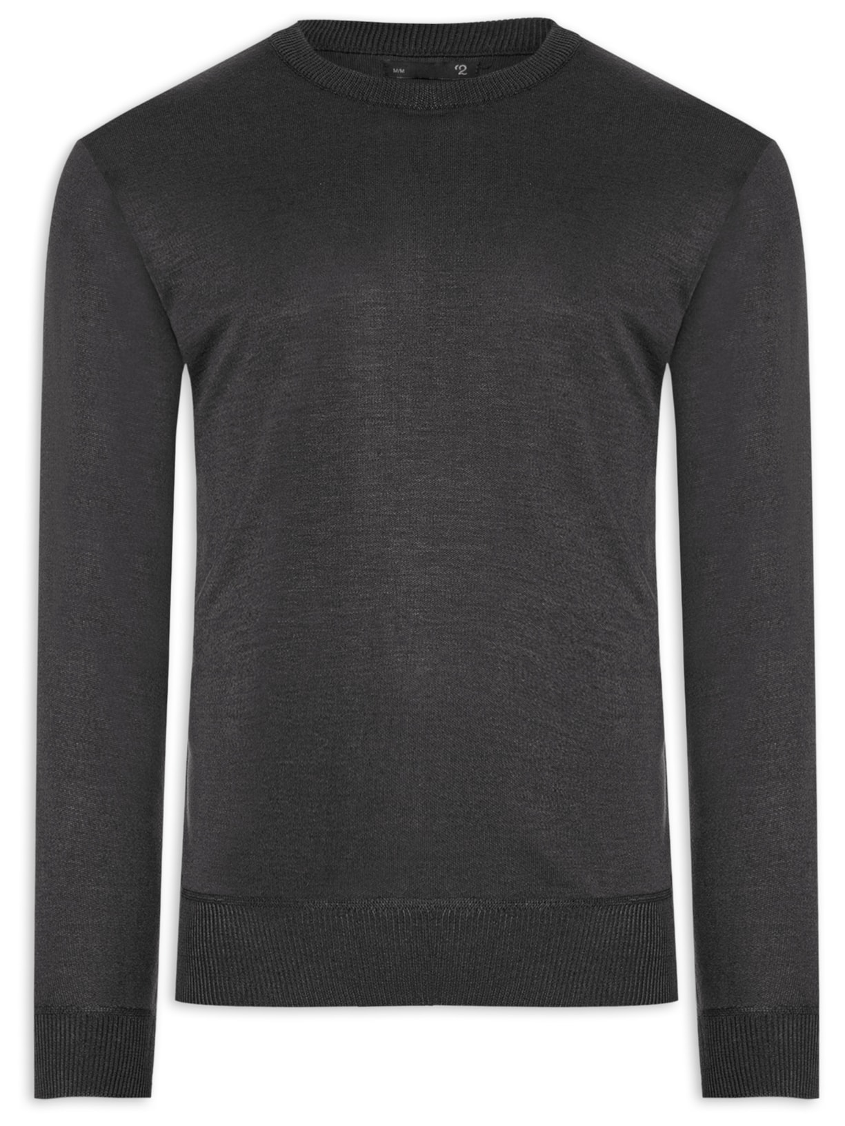 Suéter Masculino Gola Redonda Básica - Cinza