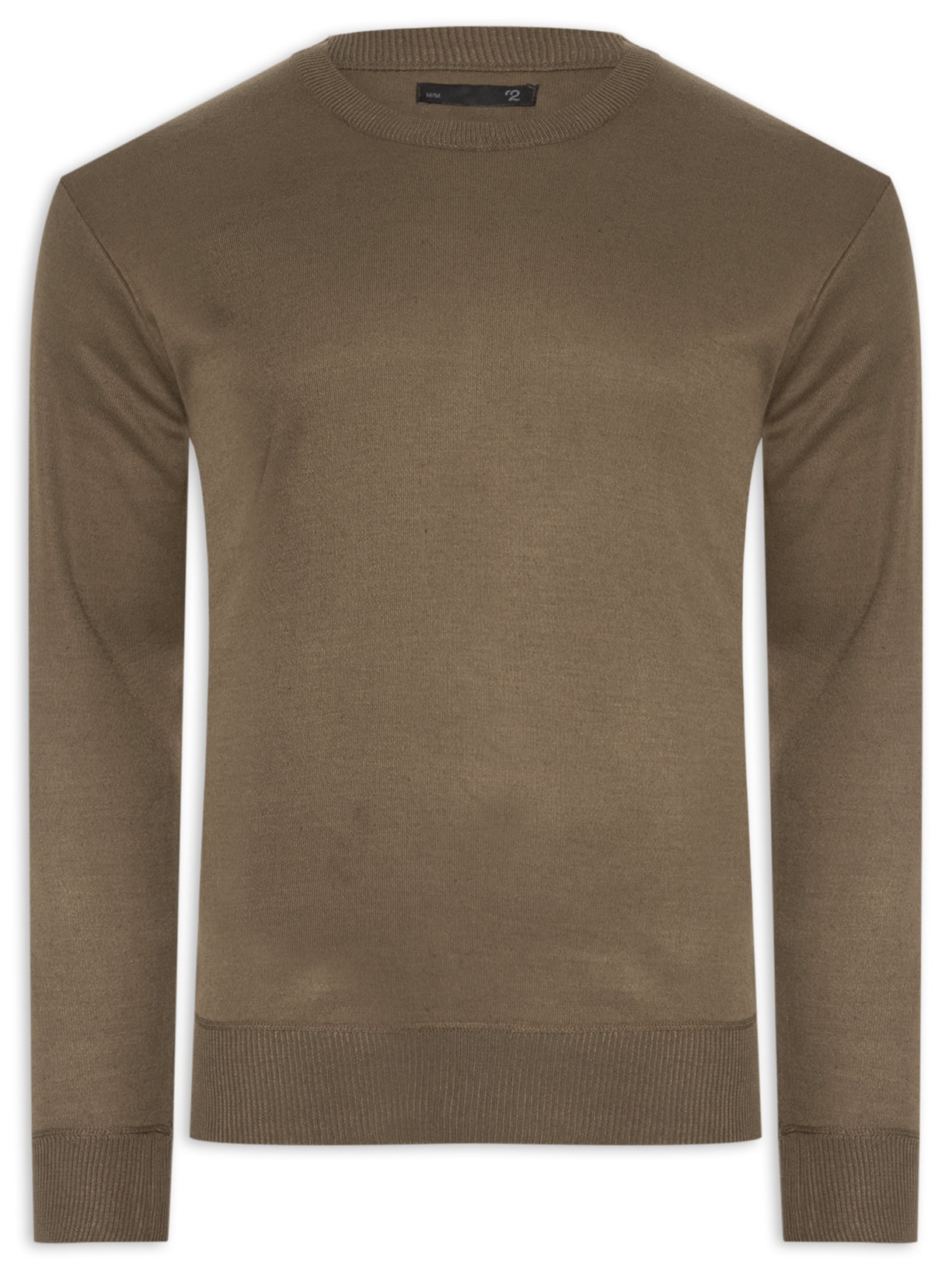 Suéter Masculino Gola Redonda Básica - Marrom