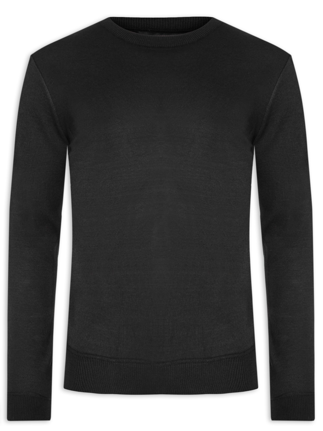 Suéter Masculino Gola Redonda Básica - Preto