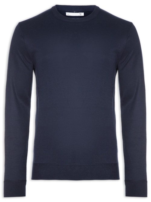 Suéter Masculino Gola Redonda Básico - Azul