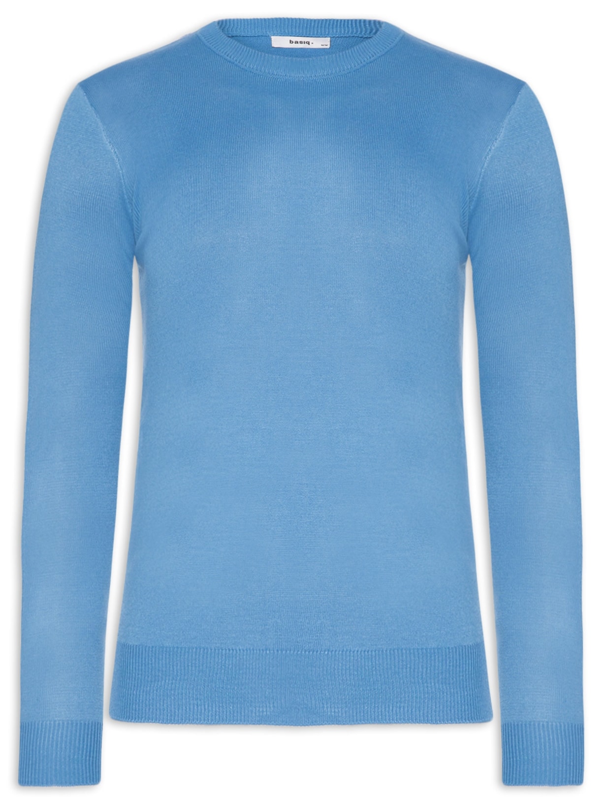 Suéter Masculino Gola Redonda Básico Azul Basiq Men