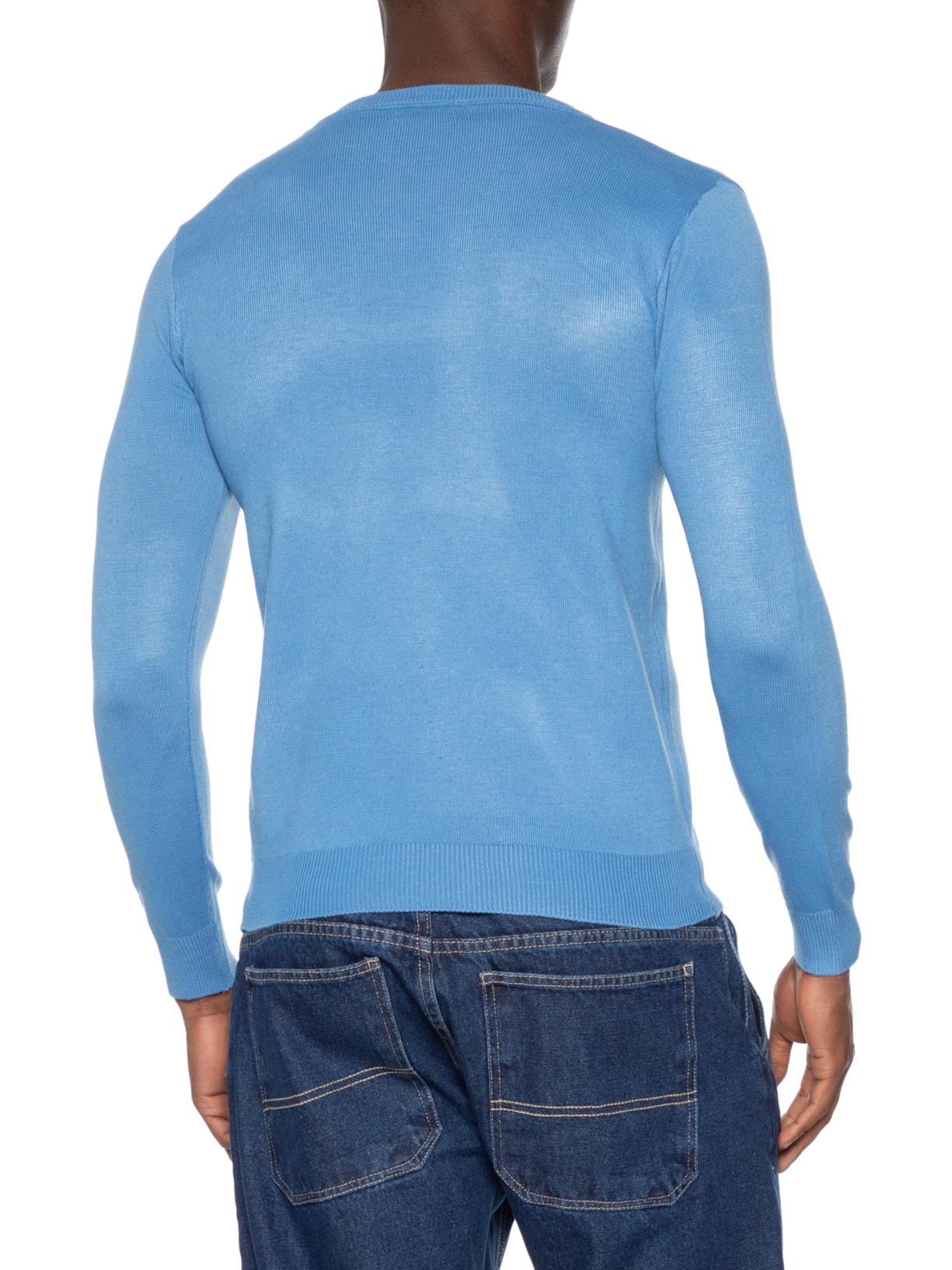 Suéter Masculino Gola Redonda Básico Azul Basiq Men