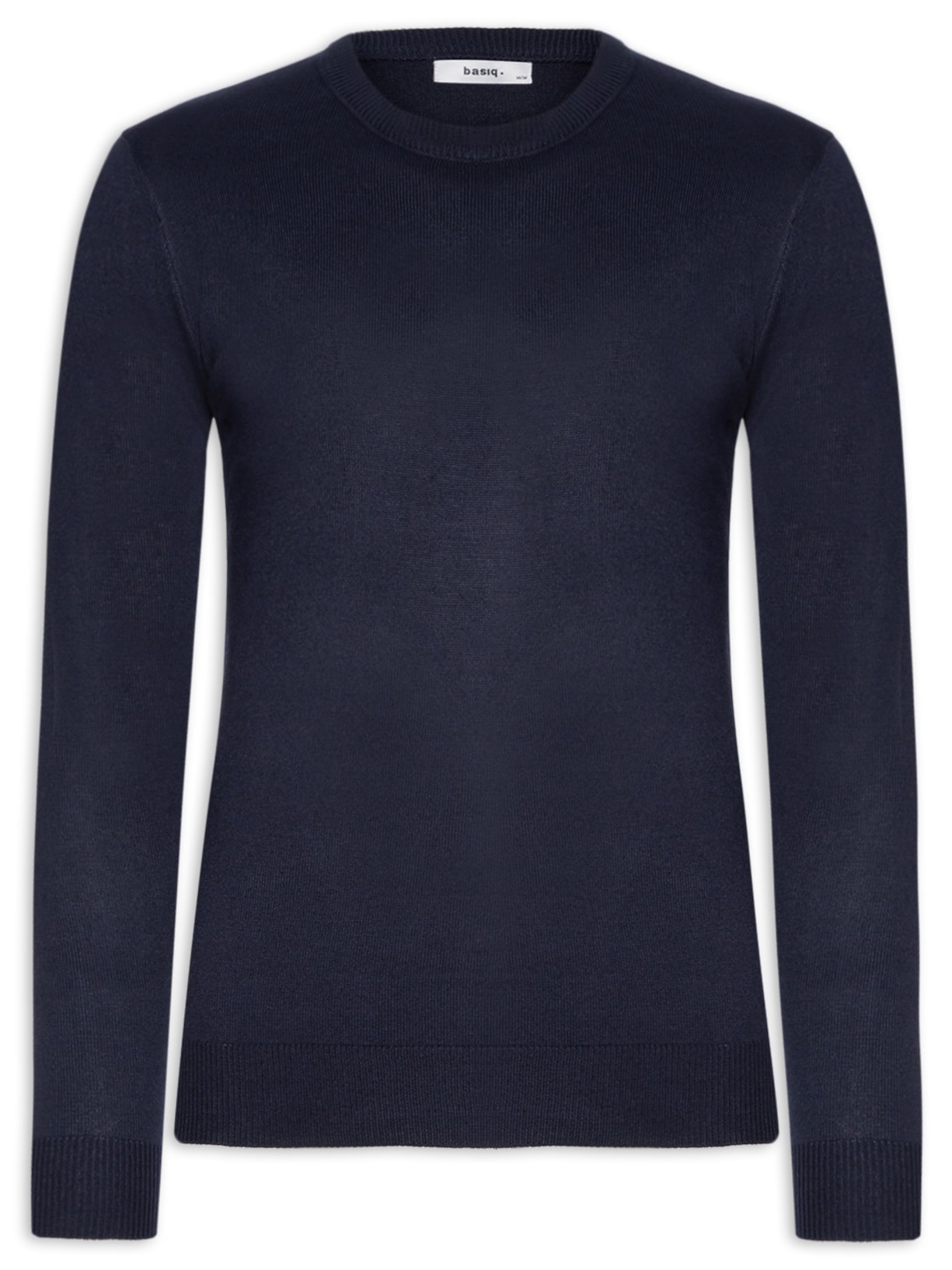 Suéter Masculino Gola Redonda Básico Azul Basiq Men