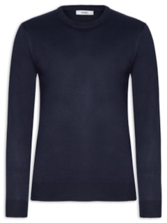 Suéter Masculino Gola Redonda Básico - Azul by BASIQ MEN