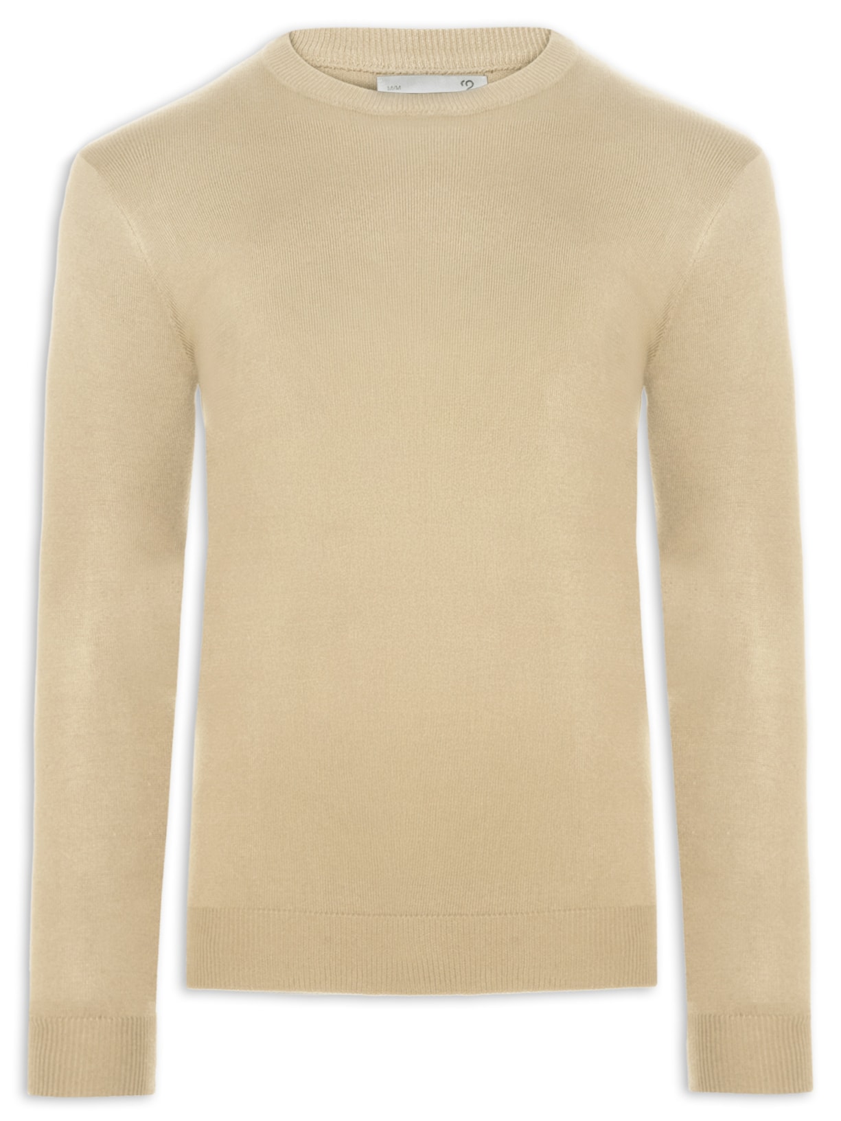 Suéter Masculino Gola Redonda Básico - Bege