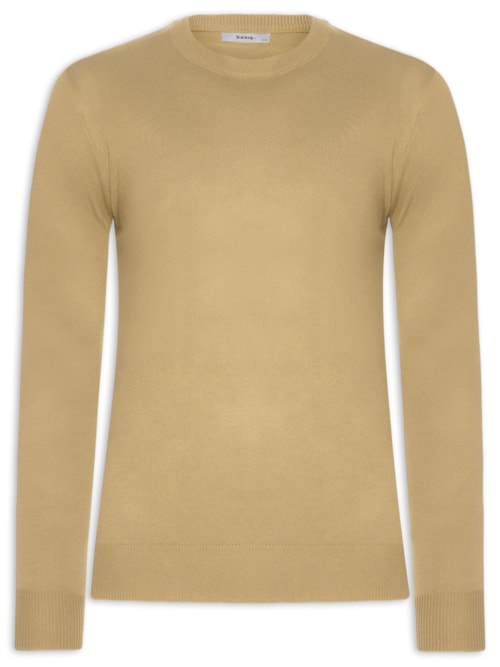 Suéter Masculino Gola Redonda Básico - Bege