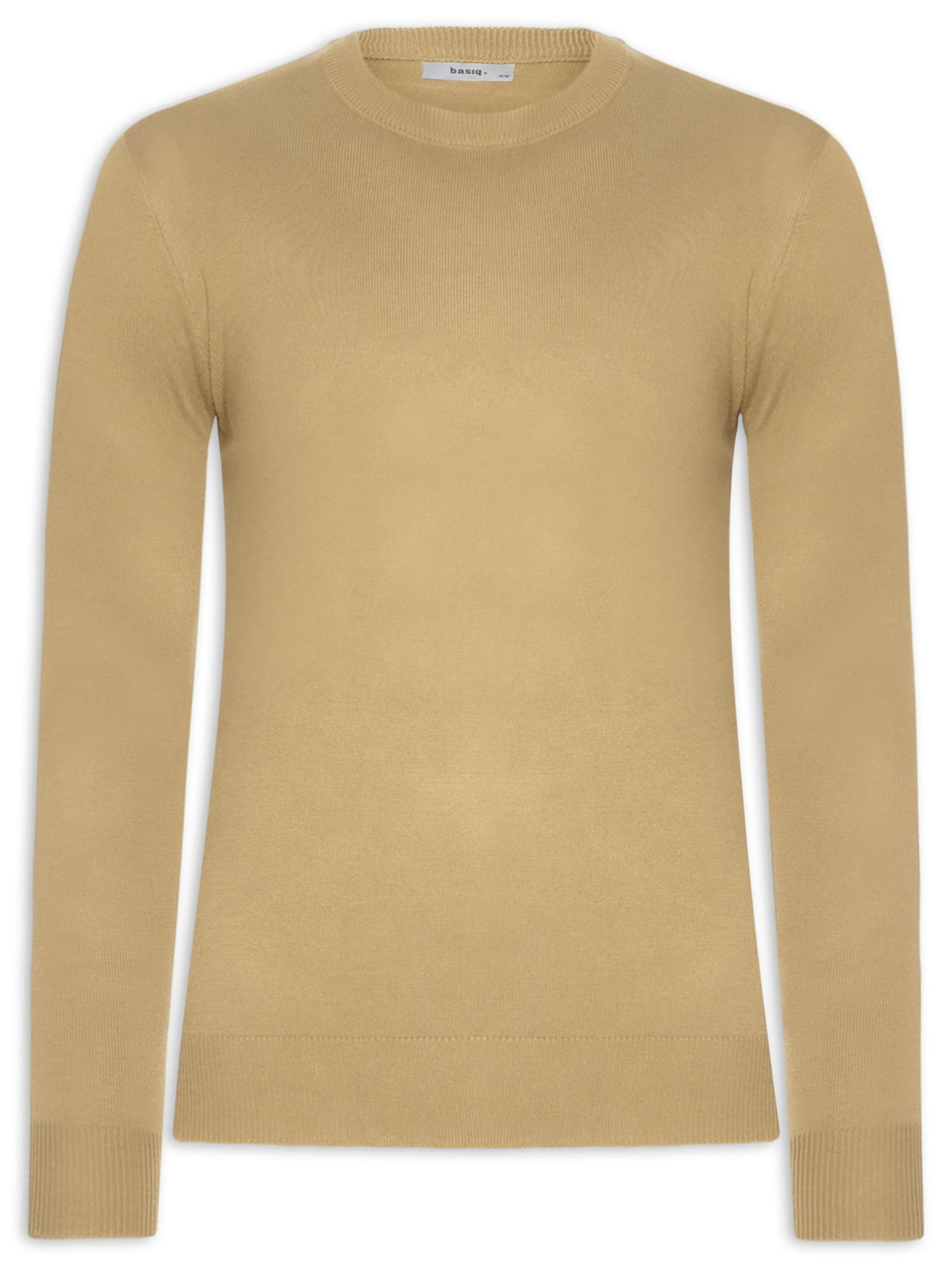 Suéter Masculino Gola Redonda Básico - Bege