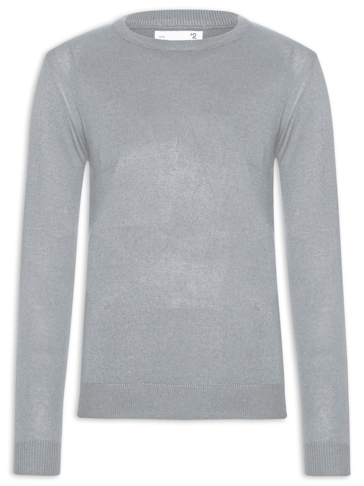 Suéter Masculino Gola Redonda Básico - Cinza