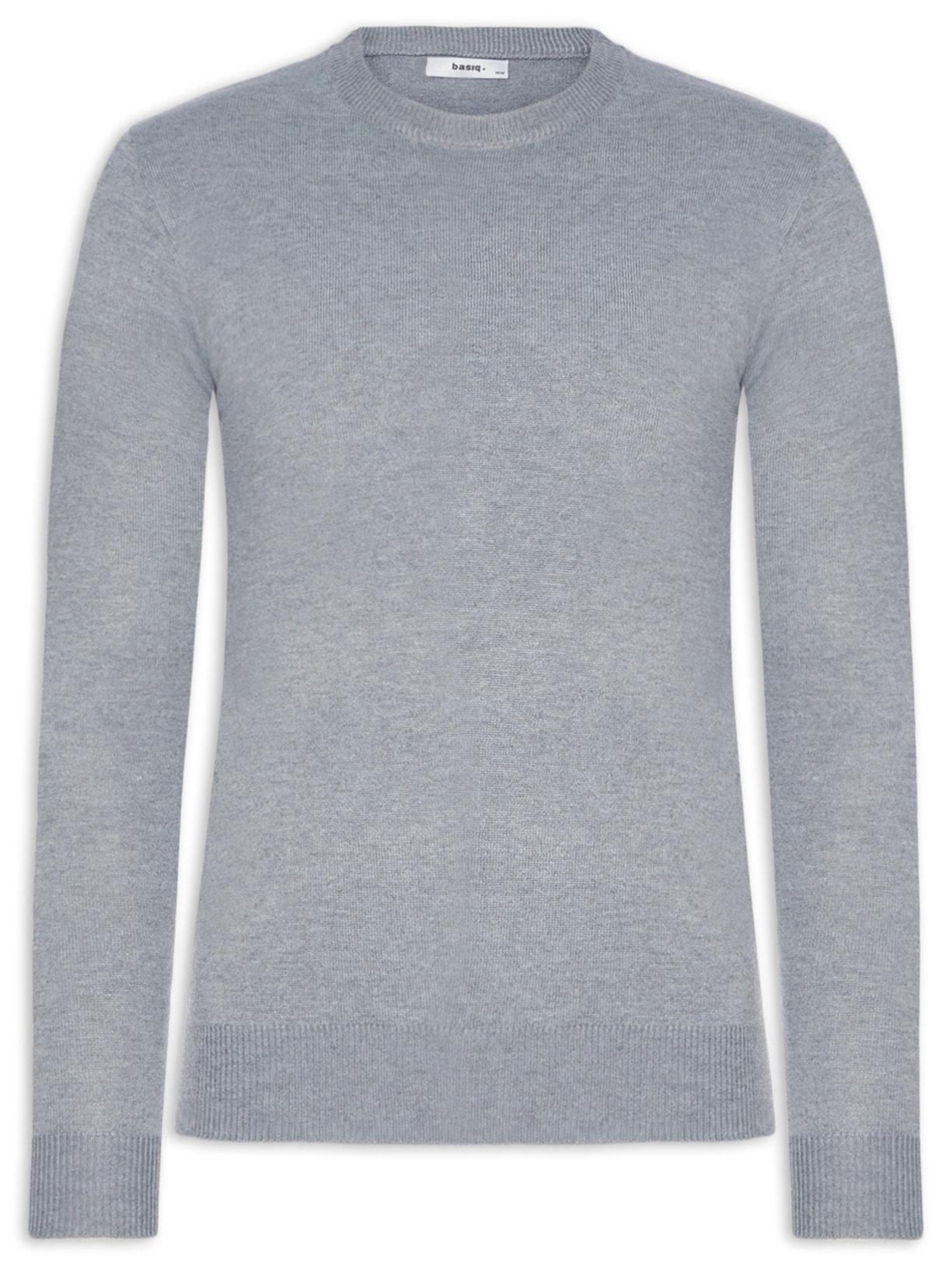 Suéter Masculino Gola Redonda Básico Cinza Basiq Men