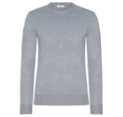 Suéter Masculino Gola Redonda Básico - Cinza