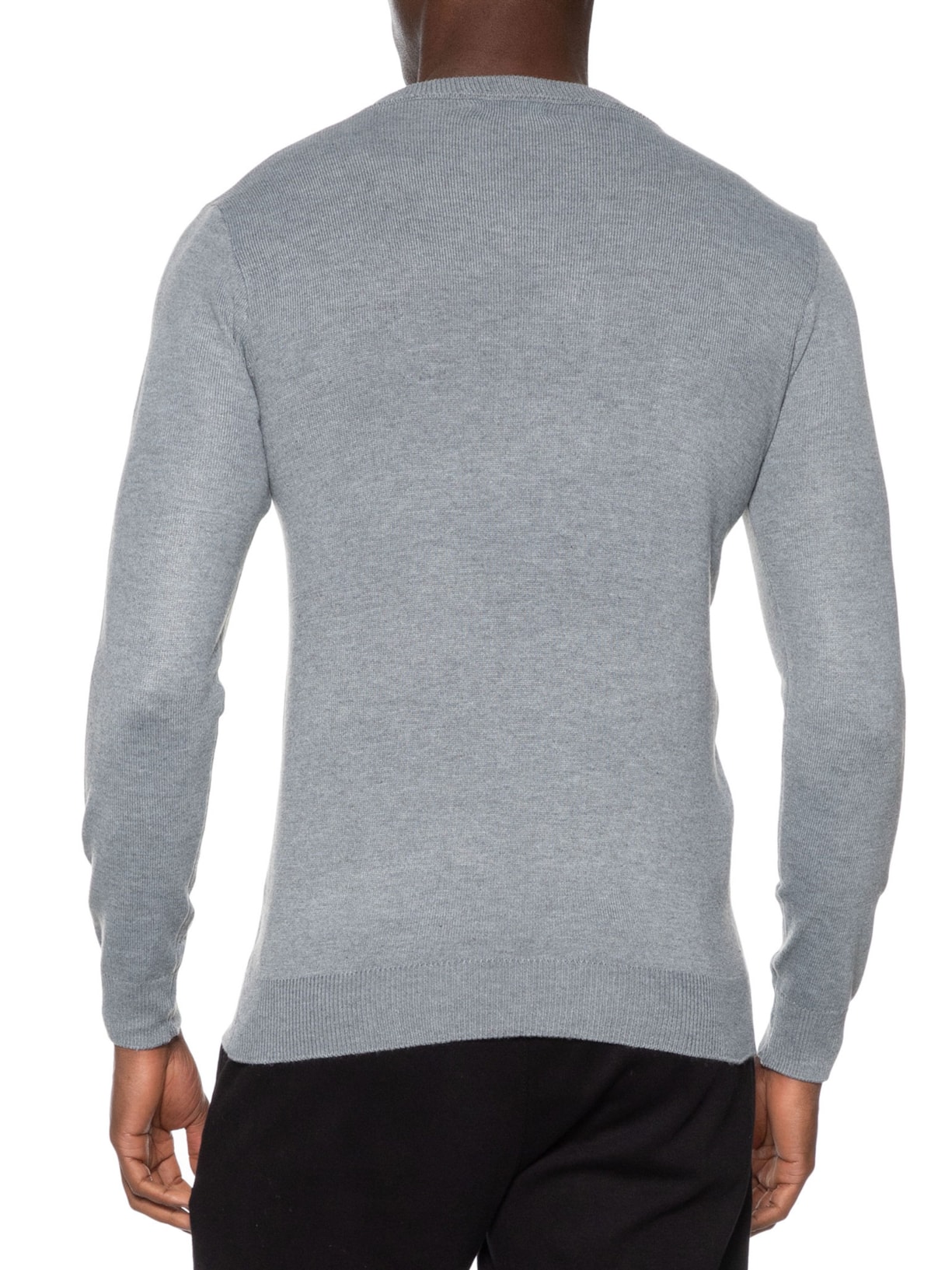 Suéter Masculino Gola Redonda Básico Cinza Basiq Men