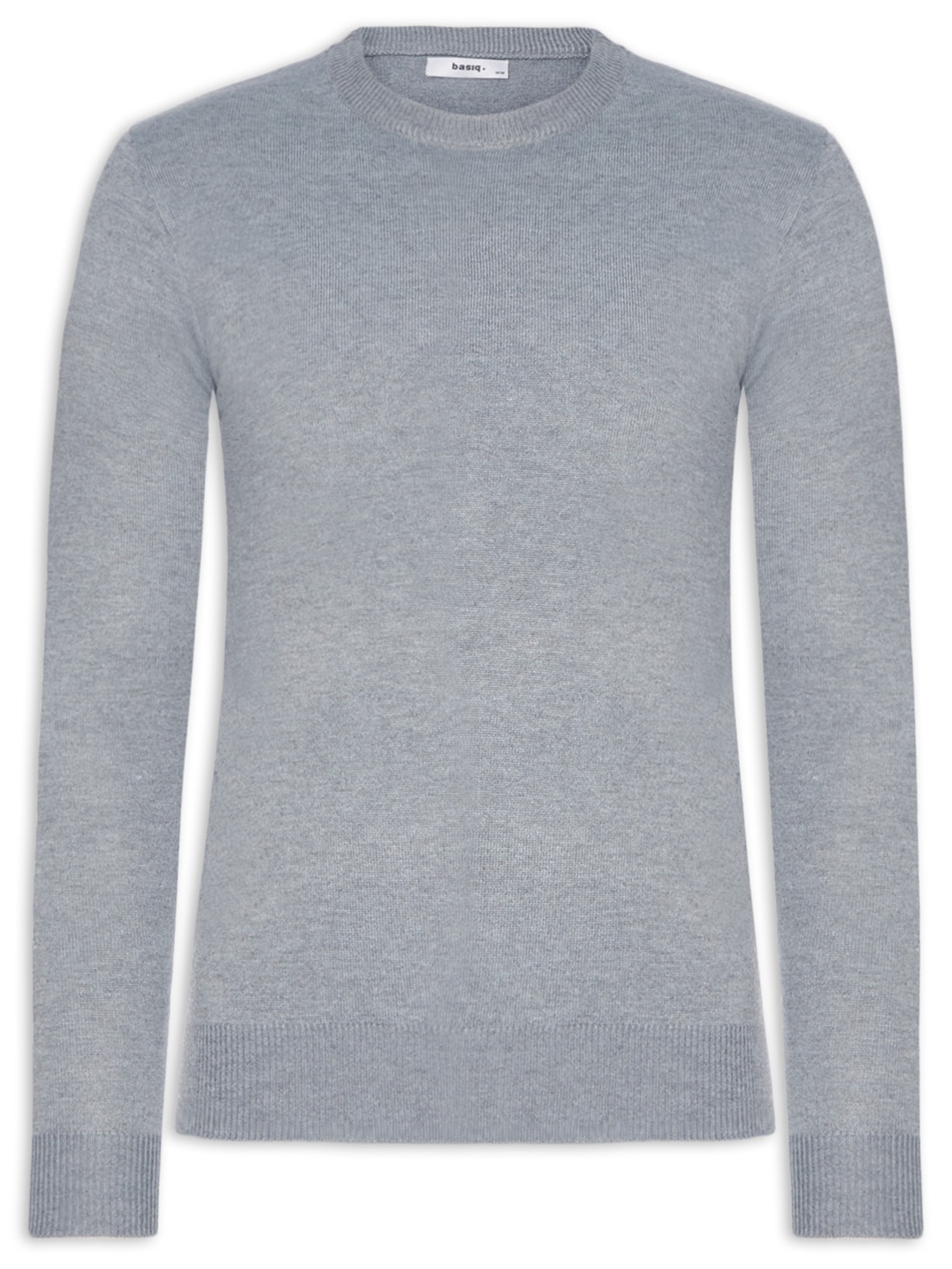 Suéter Masculino Gola Redonda Básico - Cinza