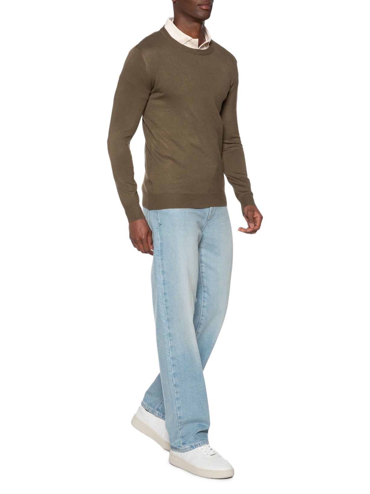 Suéter Masculino Gola Redonda Básico Marrom Basiq Men