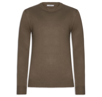 Suéter Masculino Gola Redonda Básico - Marrom