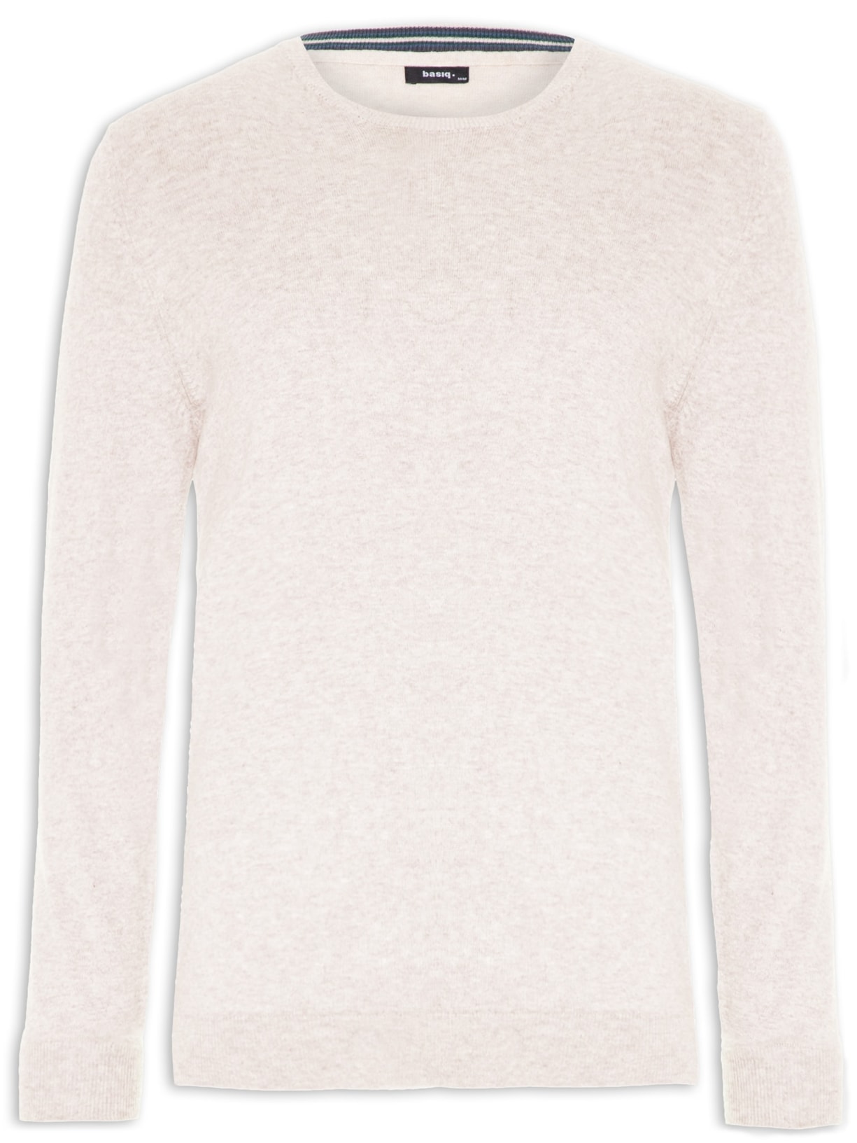 Suéter Masculino Gola Redonda Básico Mescla - Bege