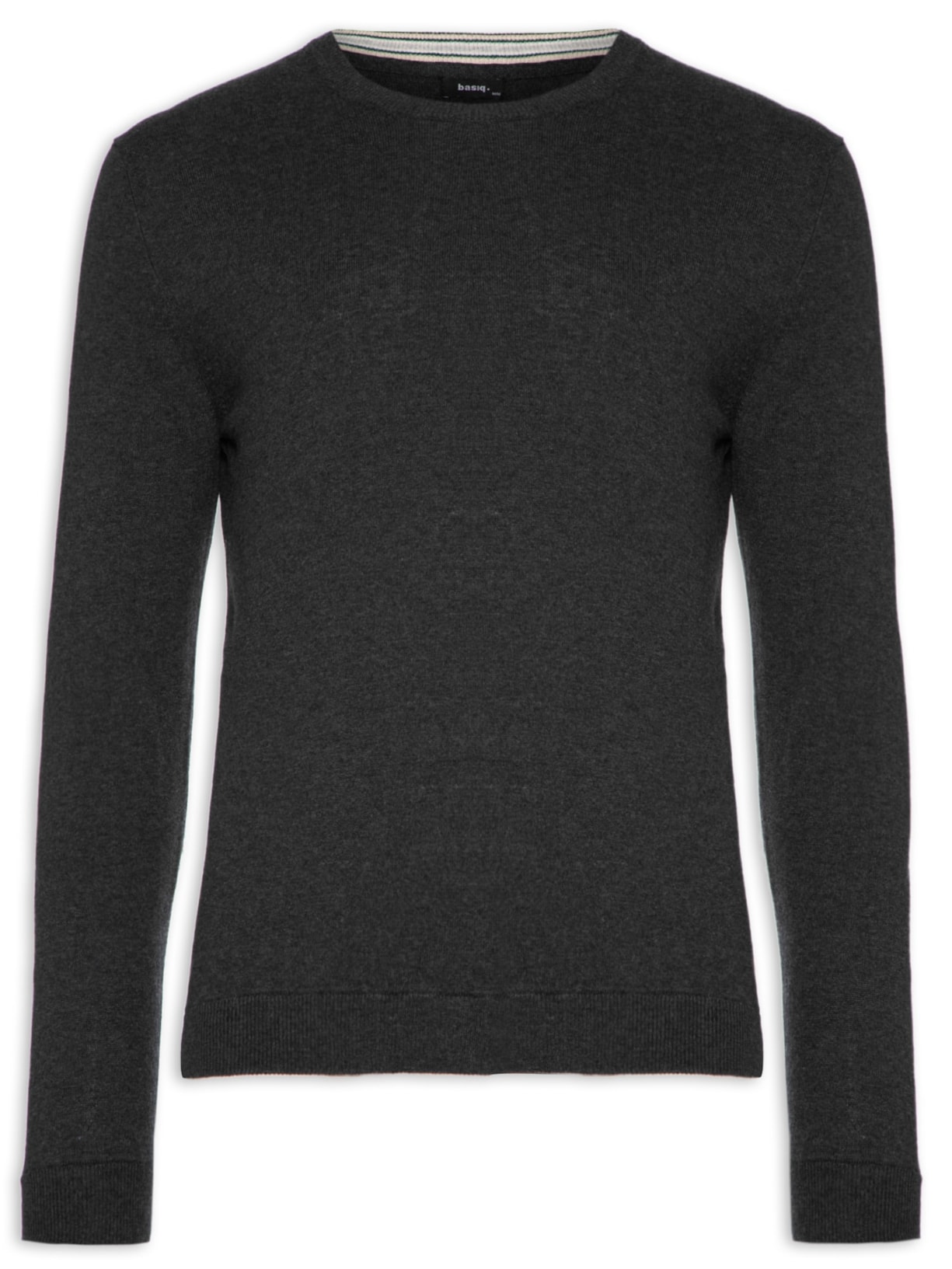 Suéter Masculino Gola Redonda Básico Mescla - Cinza