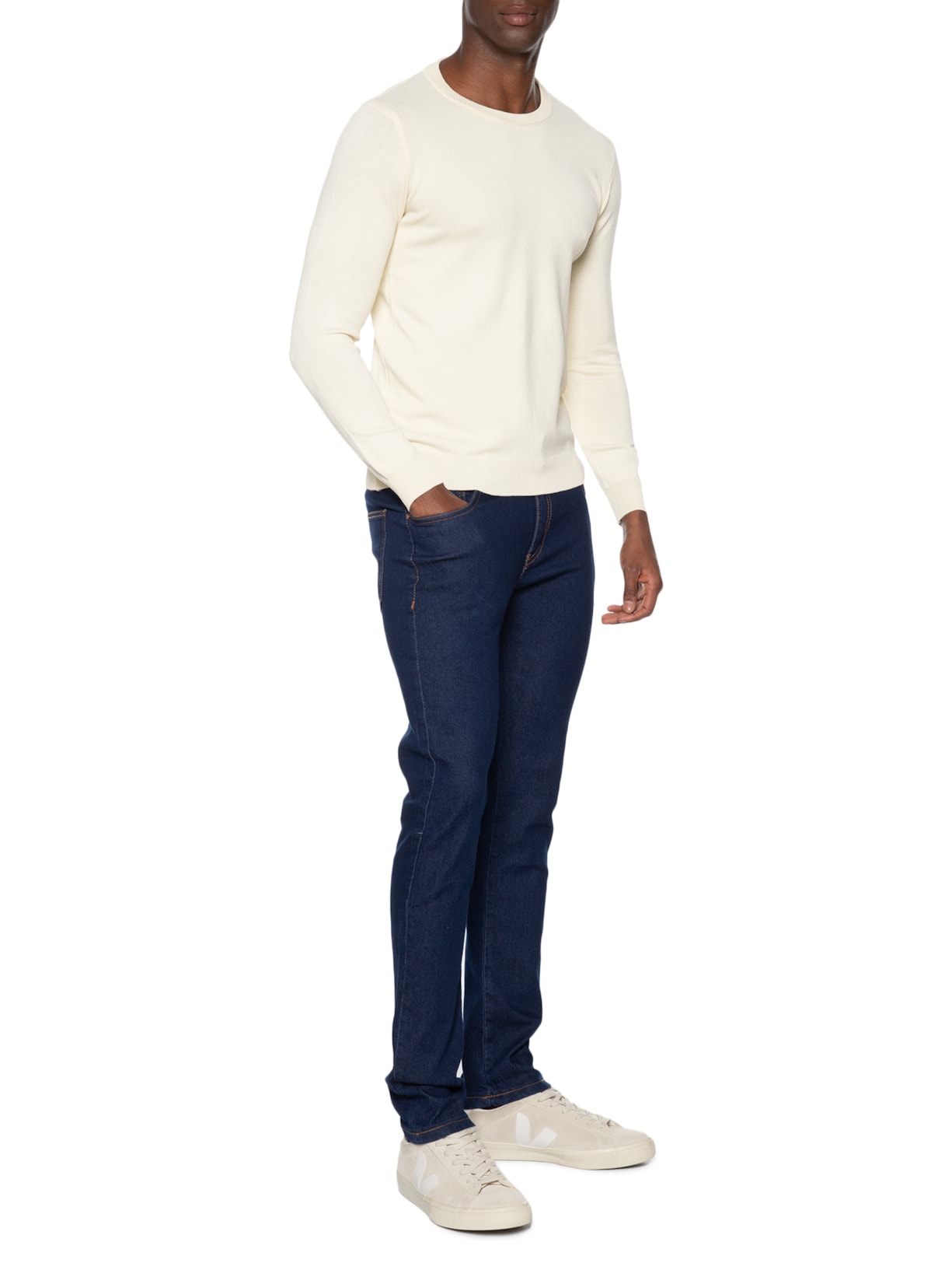 Suéter Masculino Gola Redonda Básico Off White Basiq Men