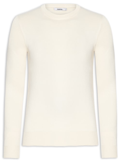 Suéter Masculino Gola Redonda Básico - Off White