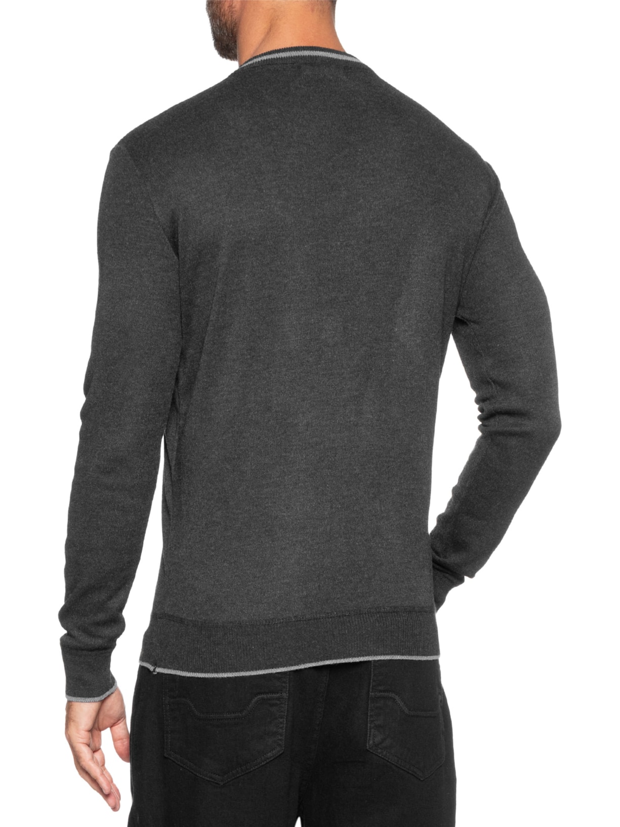 Suéter Masculino Gola Redonda Básico Preto '2 Essential