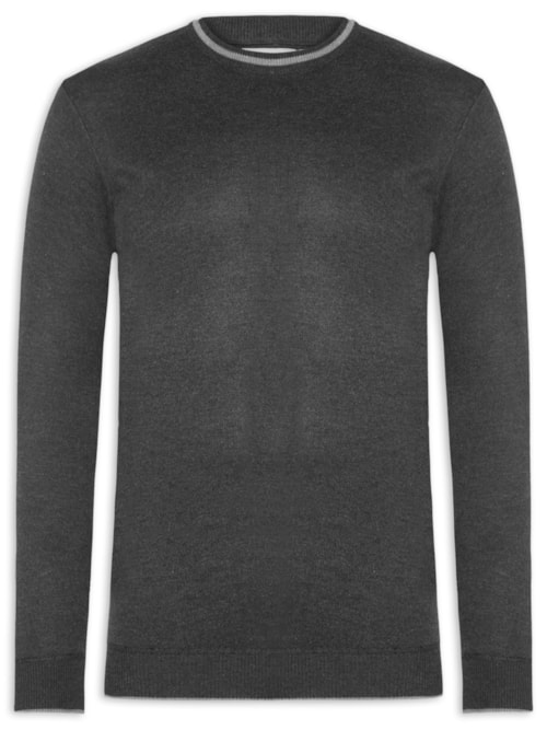Suéter Masculino Gola Redonda Básico - Preto