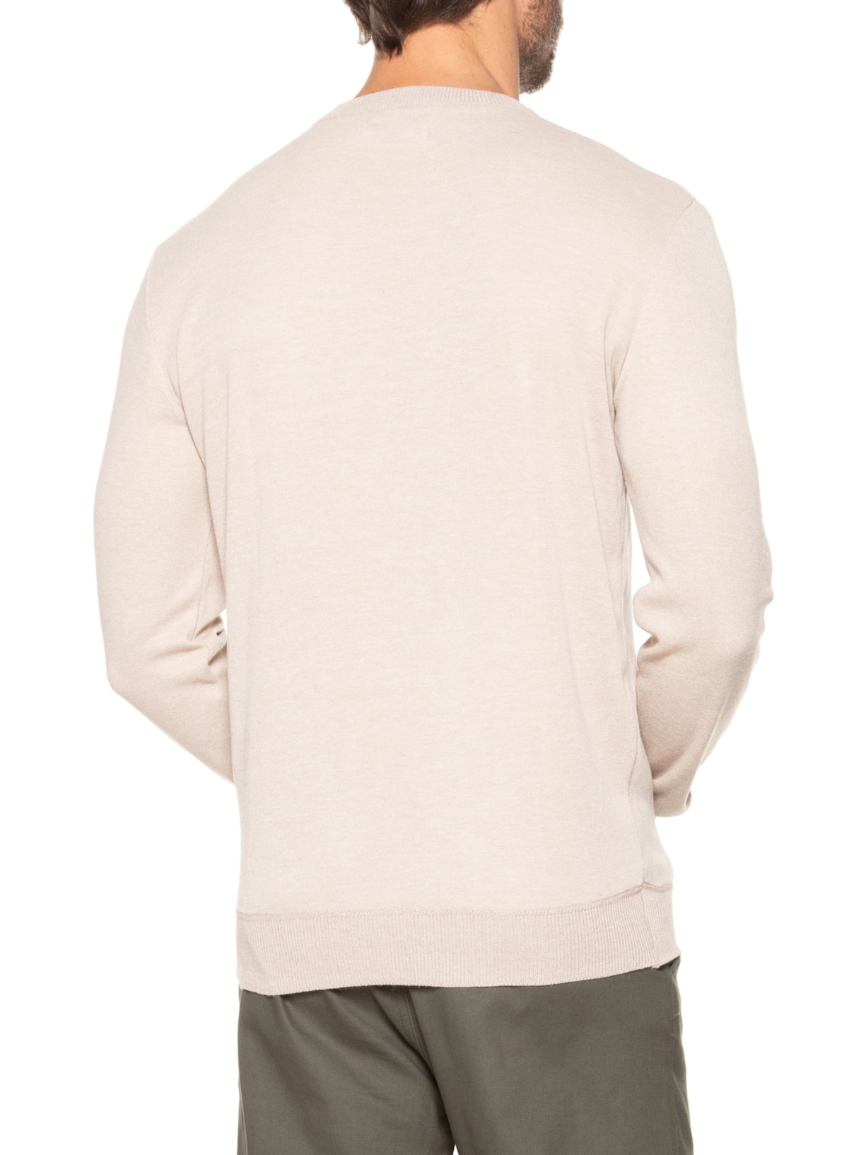 Suéter Masculino Gola Redonda Bege '2 Essential