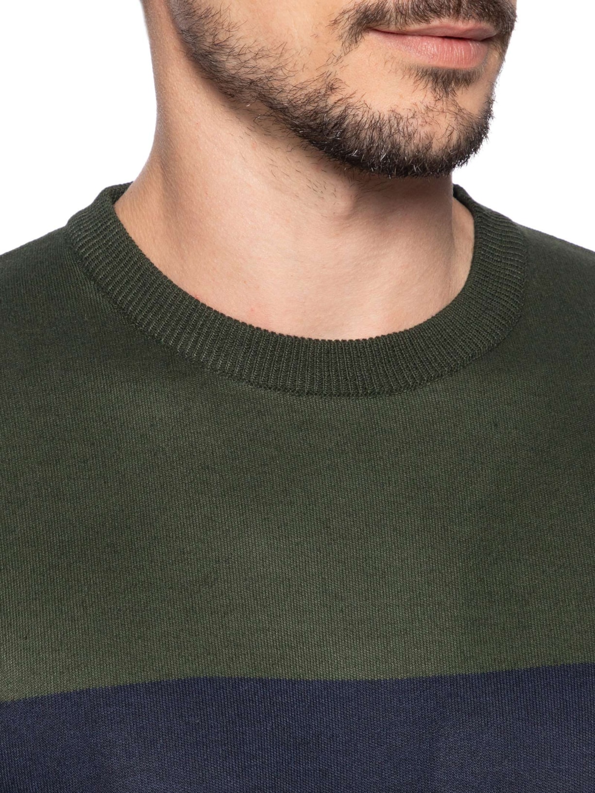 Suéter Masculino Gola Redonda Bicolor Azul '2 Essential