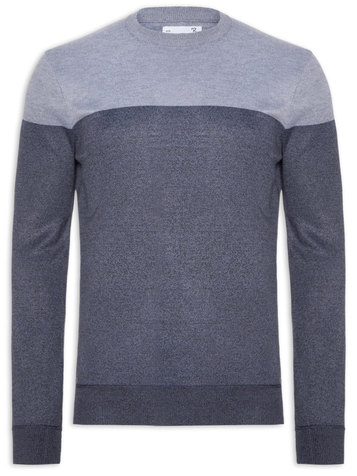 Suéter Masculino Gola Redonda Bicolor Azul '2 Essential