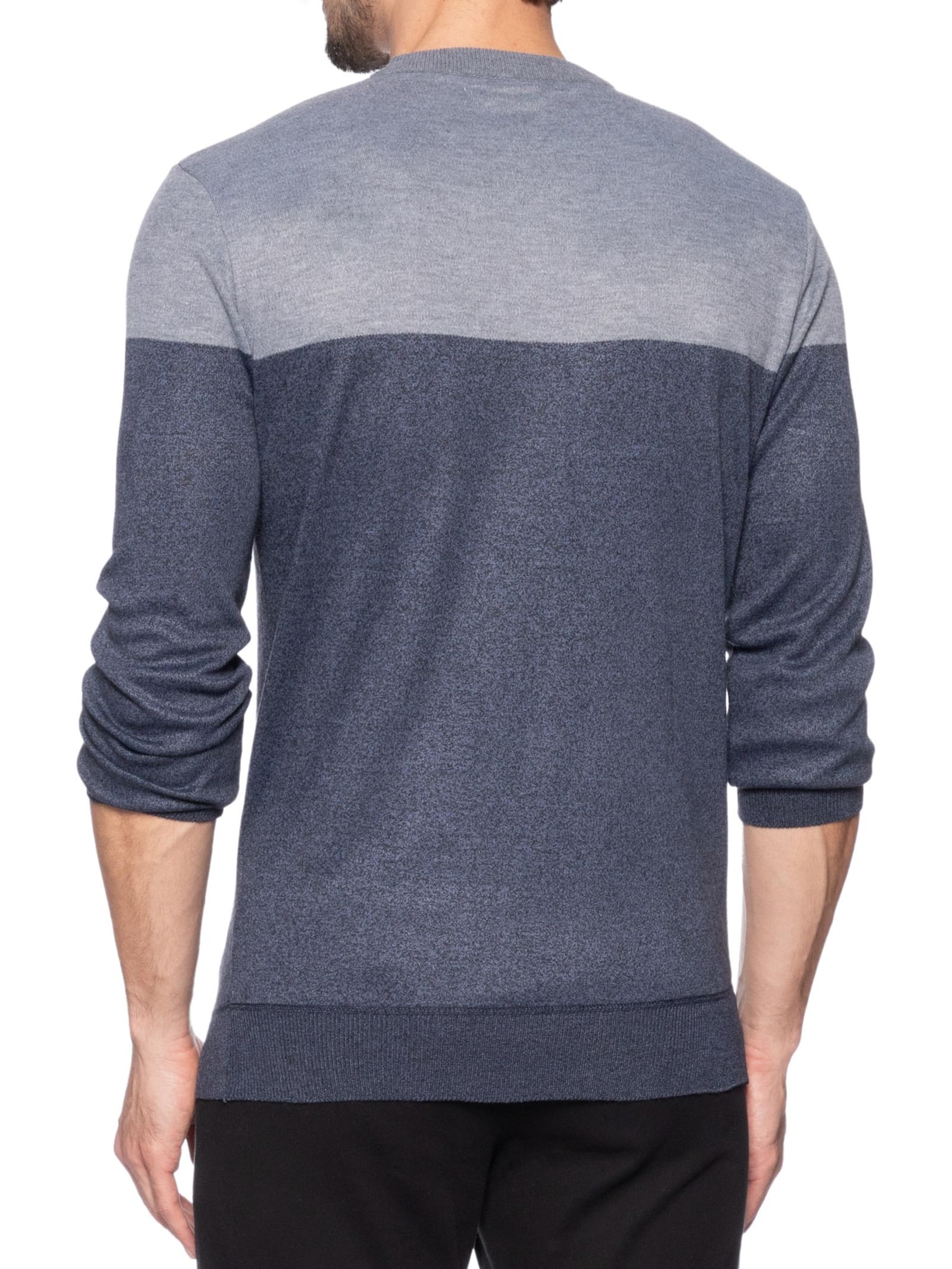 Suéter Masculino Gola Redonda Bicolor Azul '2 Essential